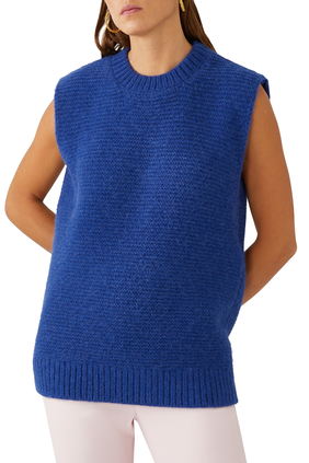 Sleeveless Soft Alpaca Staples Knit Sweater